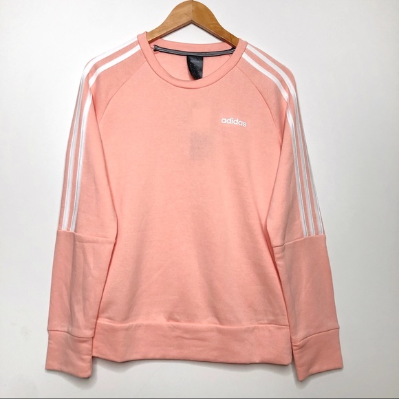 adidas Sweaters - Adidas 3 stripe Peach Crew Neck Pullover Sweater